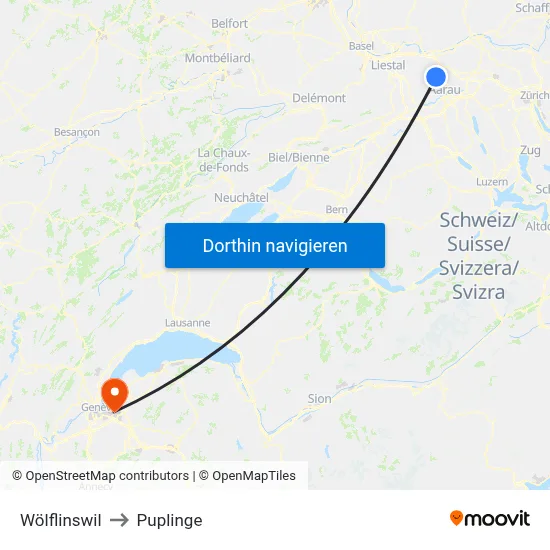 Wölflinswil to Puplinge map