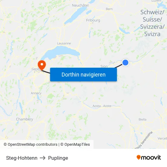 Steg-Hohtenn to Puplinge map