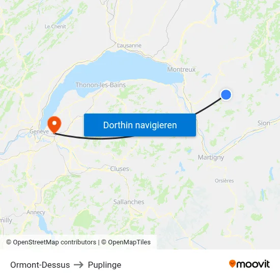 Ormont-Dessus to Puplinge map
