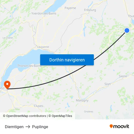 Diemtigen to Puplinge map