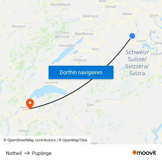Nottwil to Puplinge map