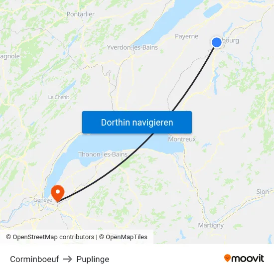 Corminboeuf to Puplinge map