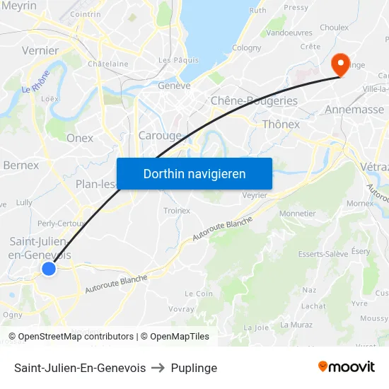 Saint-Julien-En-Genevois to Puplinge map