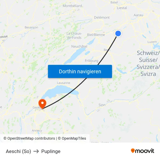 Aeschi (So) to Puplinge map
