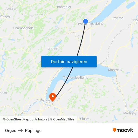 Orges to Puplinge map