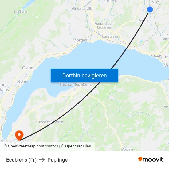 Ecublens (Fr) to Puplinge map