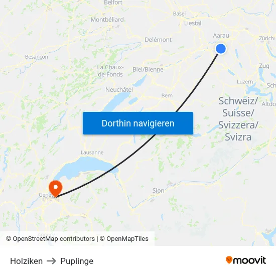Holziken to Puplinge map