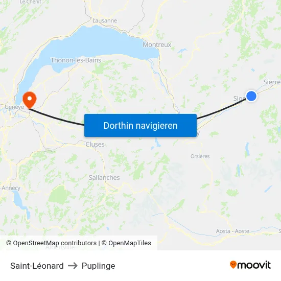 Saint-Léonard to Puplinge map