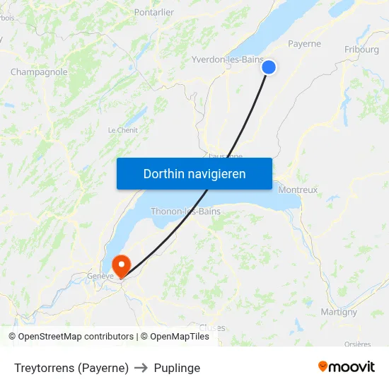 Treytorrens (Payerne) to Puplinge map