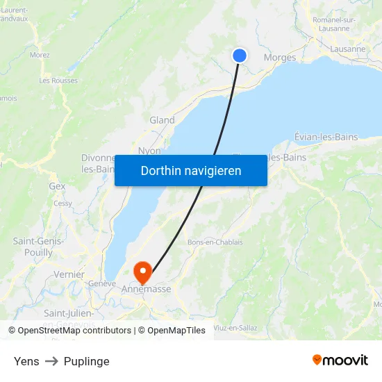 Yens to Puplinge map