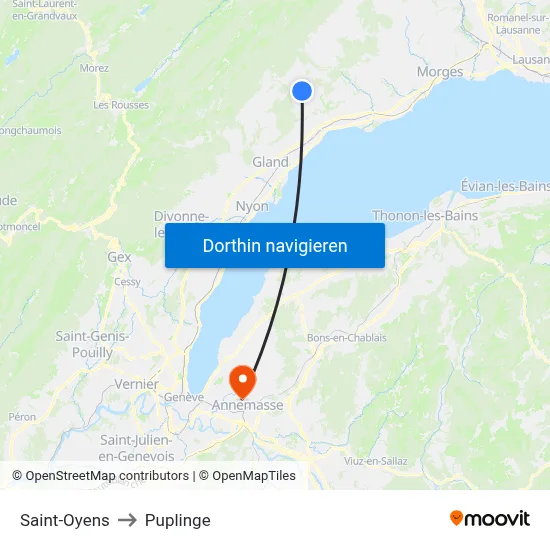 Saint-Oyens to Puplinge map