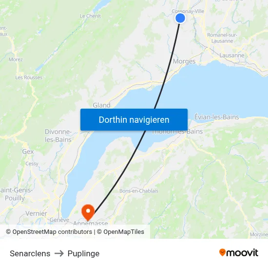 Senarclens to Puplinge map
