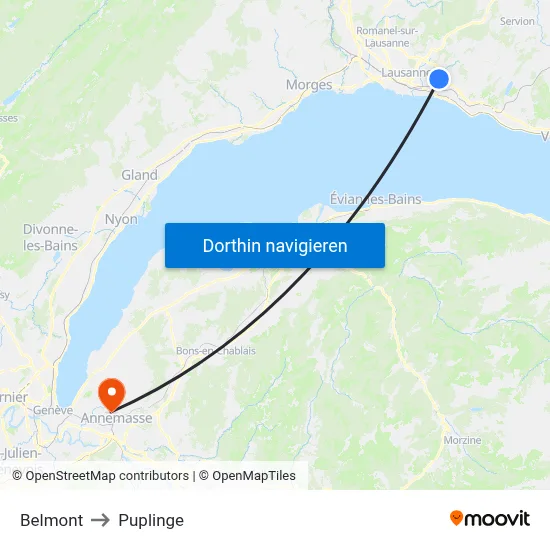 Belmont to Puplinge map