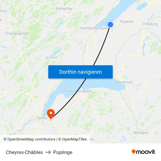 Cheyres-Châbles to Puplinge map