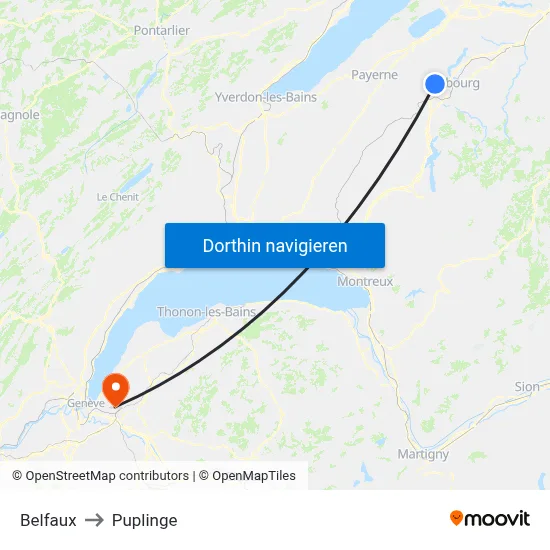 Belfaux to Puplinge map