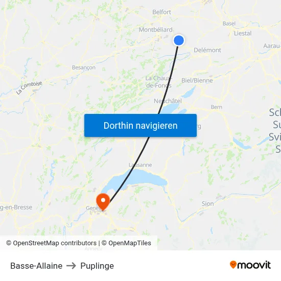 Basse-Allaine to Puplinge map