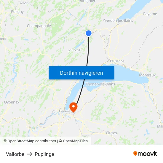 Vallorbe to Puplinge map