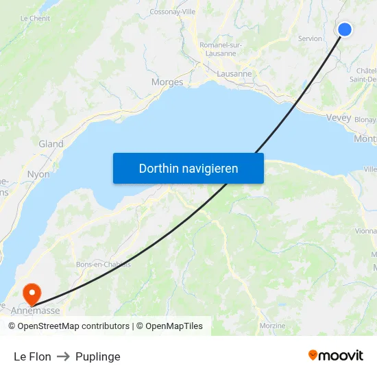 Le Flon to Puplinge map
