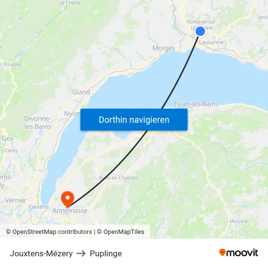 Jouxtens-Mézery to Puplinge map