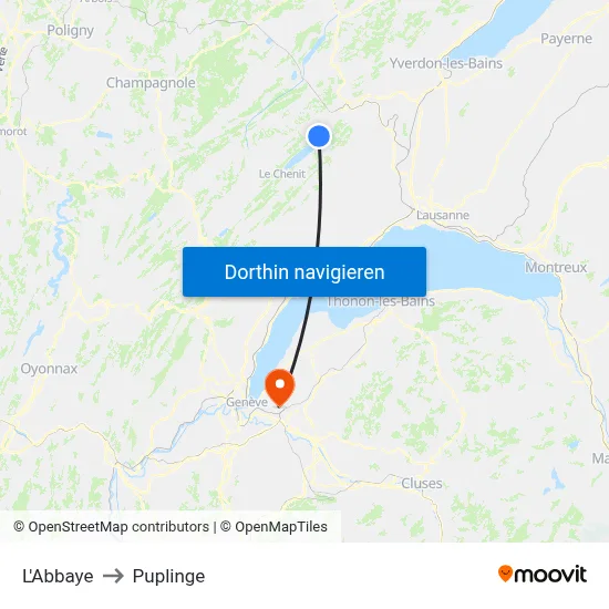 L'Abbaye to Puplinge map