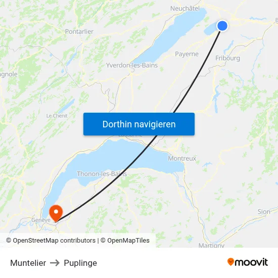 Muntelier to Puplinge map
