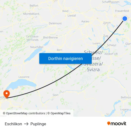 Eschlikon to Puplinge map