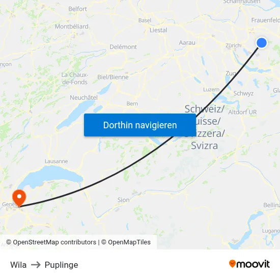 Wila to Puplinge map