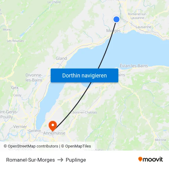 Romanel-Sur-Morges to Puplinge map