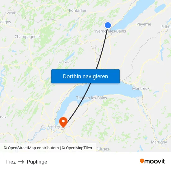 Fiez to Puplinge map
