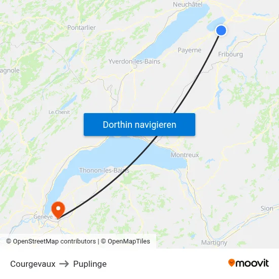 Courgevaux to Puplinge map