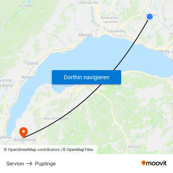 Servion to Puplinge map