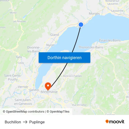 Buchillon to Puplinge map