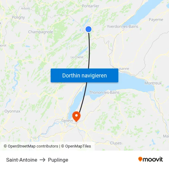 Saint-Antoine to Puplinge map