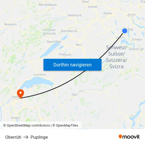 Oberrüti to Puplinge map