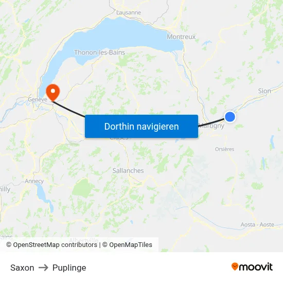 Saxon to Puplinge map