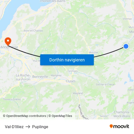 Val-D'Illiez to Puplinge map