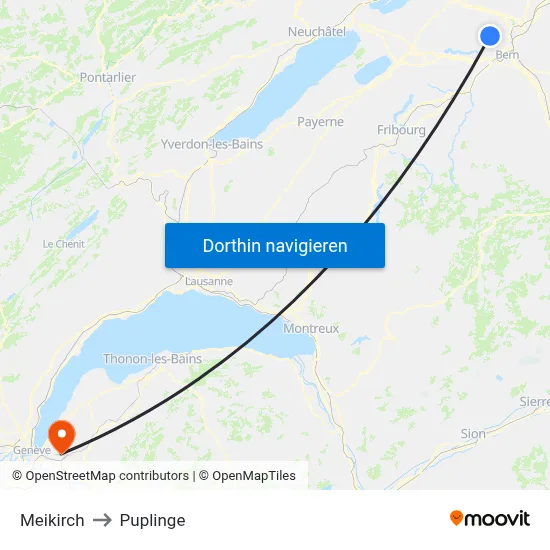 Meikirch to Puplinge map