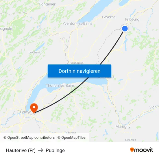 Hauterive (Fr) to Puplinge map