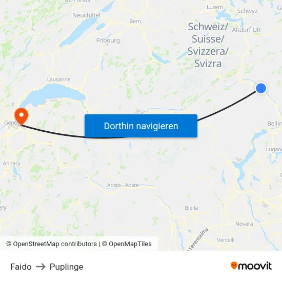 Faido to Puplinge map