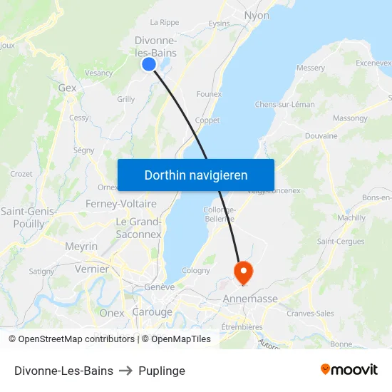 Divonne-Les-Bains to Puplinge map