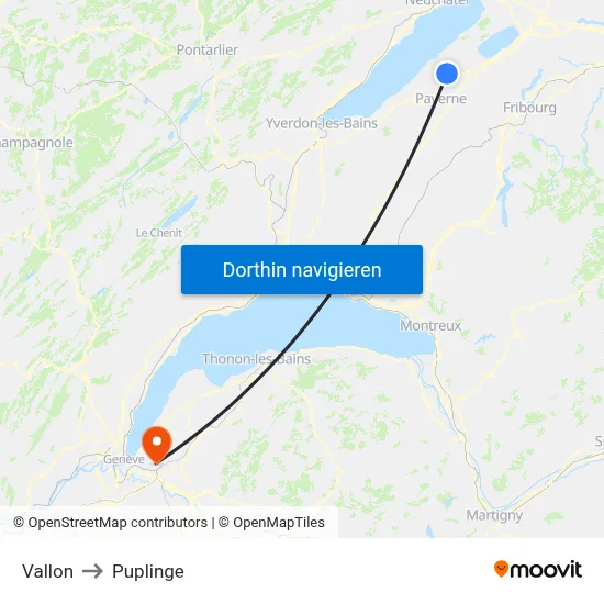 Vallon to Puplinge map