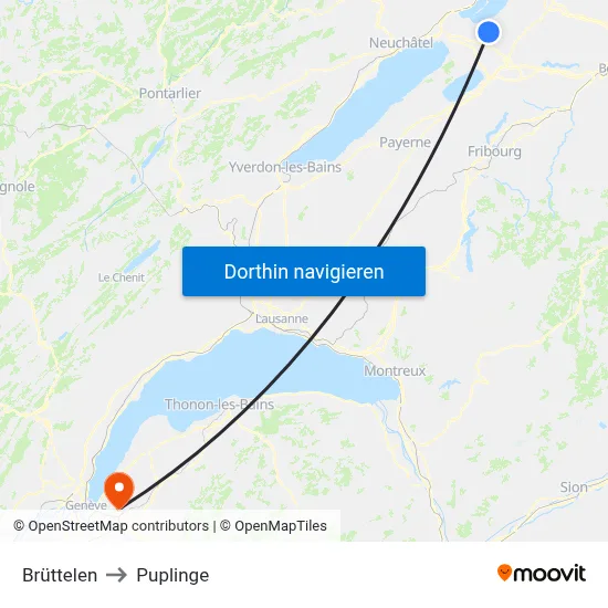 Brüttelen to Puplinge map