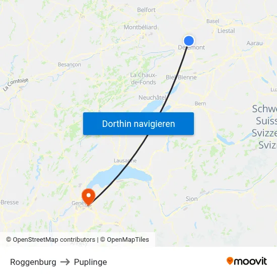Roggenburg to Puplinge map