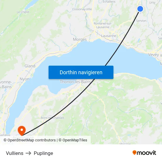 Vulliens to Puplinge map
