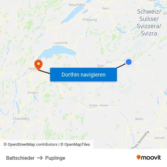 Baltschieder to Puplinge map