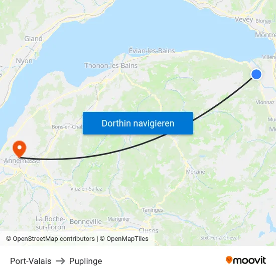 Port-Valais to Puplinge map
