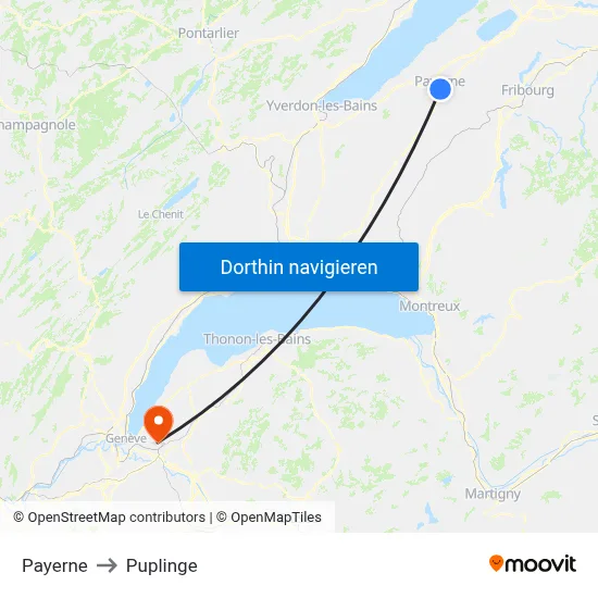 Payerne to Puplinge map