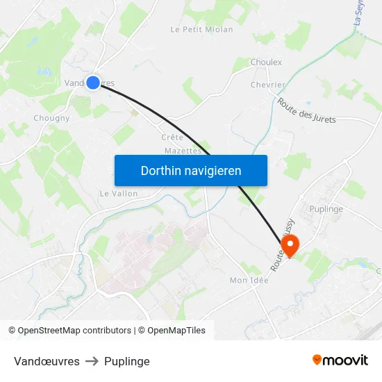 Vandœuvres to Puplinge map