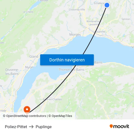 Poliez-Pittet to Puplinge map