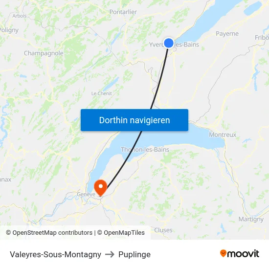 Valeyres-Sous-Montagny to Puplinge map